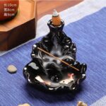 Black-Glazed Lotus Leaf Backflow Incense Burner